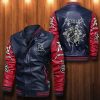 Metallica Navy Red Leather Bomber Jacket