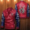 Metallica Red Navy Leather Bomber Jacket