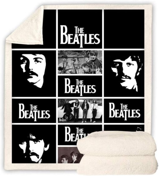 The Beatles Black Fleece Blanket