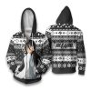 BLEACH Rukia Kuchiki Black White Ugly Christmas Zip Up Hoodie