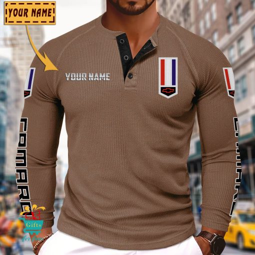 Chevrolet Camaro Custom Name New Edition Henley Long Sleeve Shirt