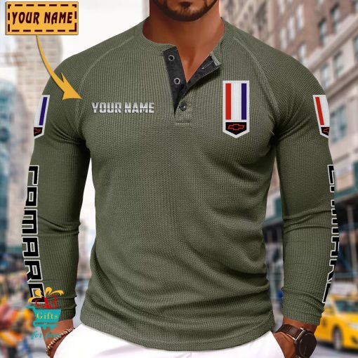 Chevrolet Camaro Custom Name New Edition Henley Long Sleeve Shirt