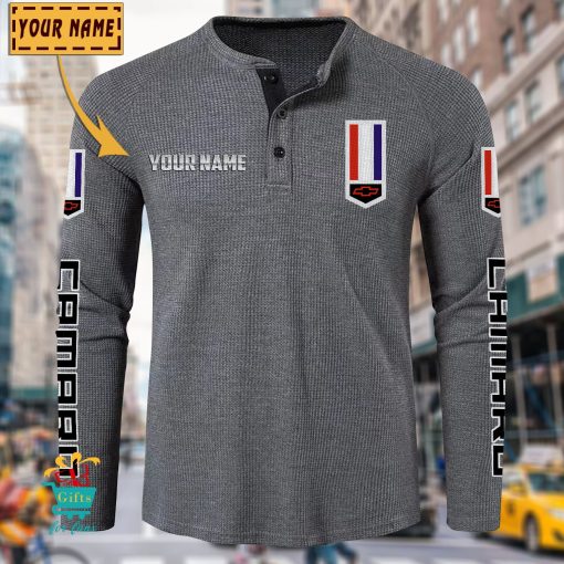 Chevrolet Camaro Custom Name New Edition Henley Long Sleeve Shirt