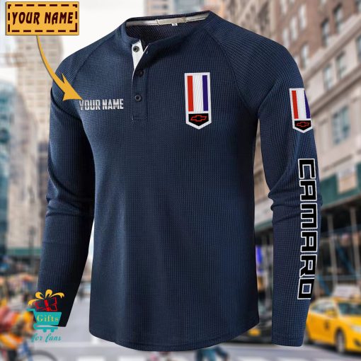 Chevrolet Camaro Custom Name New Edition Henley Long Sleeve Shirt