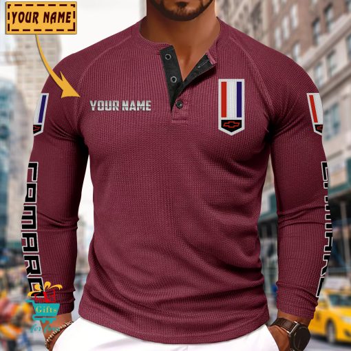 Chevrolet Camaro Custom Name New Edition Henley Long Sleeve Shirt