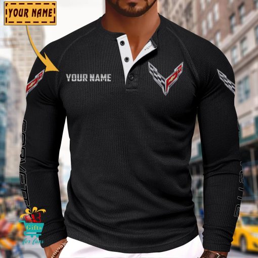 Chevrolet Corvette Custom Name New Edition Henley Long Sleeve Shirt