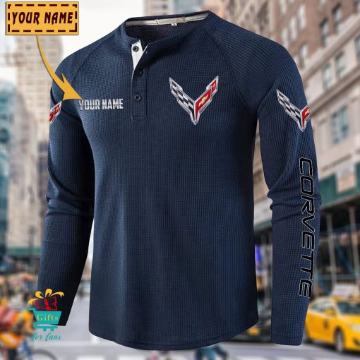 Chevrolet Corvette Custom Name New Edition Henley Long Sleeve Shirt