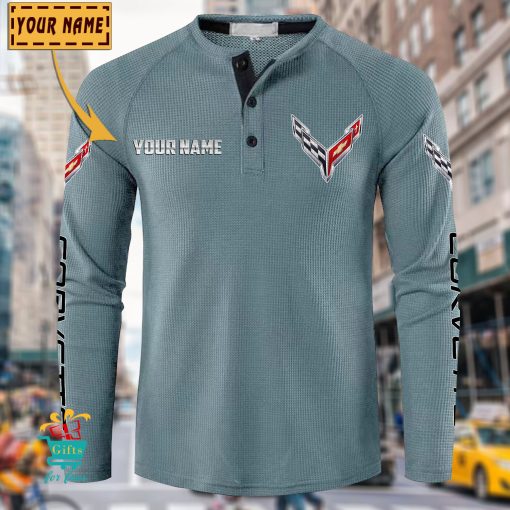 Chevrolet Corvette Custom Name New Edition Henley Long Sleeve Shirt