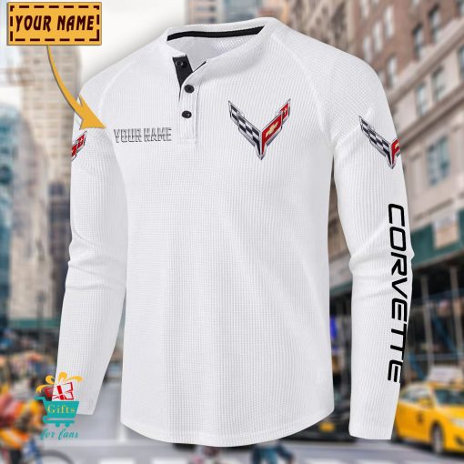 Chevrolet Corvette Custom Name New Edition Henley Long Sleeve Shirt