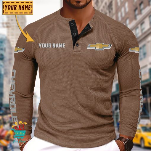 Chevrolet Custom Name New Edition Henley Long Sleeve Shirt