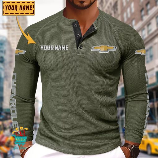 Chevrolet Custom Name New Edition Henley Long Sleeve Shirt
