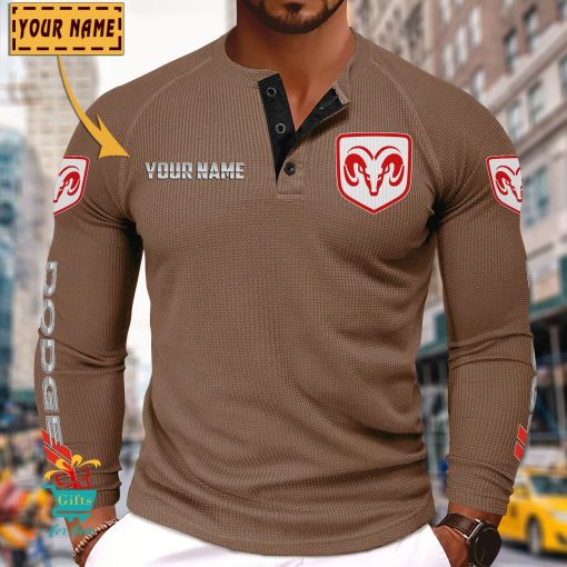 Dodge Custom Name New Edition Henley Long Sleeve Shirt
