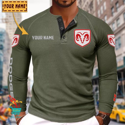 Dodge Custom Name New Edition Henley Long Sleeve Shirt