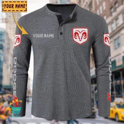 Dodge Custom Name New Edition Henley Long Sleeve Shirt