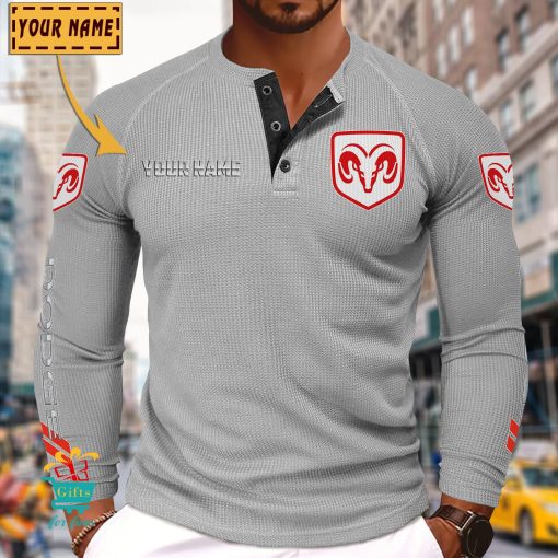 Dodge Custom Name New Edition Henley Long Sleeve Shirt