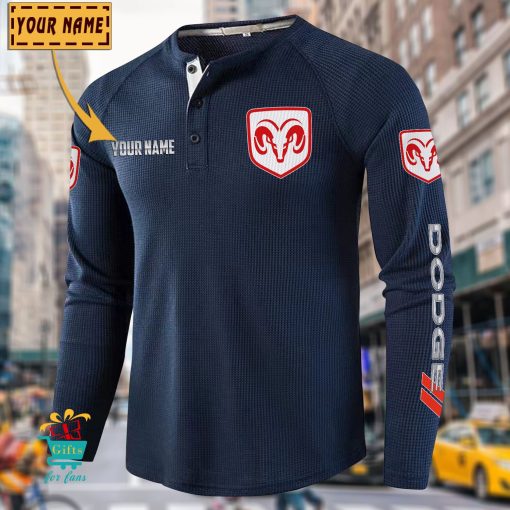 Dodge Custom Name New Edition Henley Long Sleeve Shirt