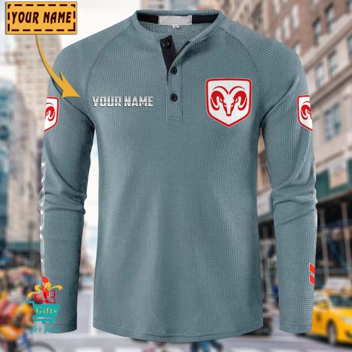 Dodge Custom Name New Edition Henley Long Sleeve Shirt