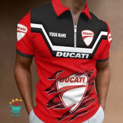 Ducati Custom Name New Design Zipper Polo Shirt