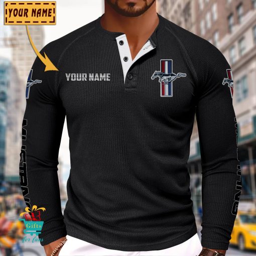 Ford Mustang Custom Name New Edition Henley Long Sleeve Shirt