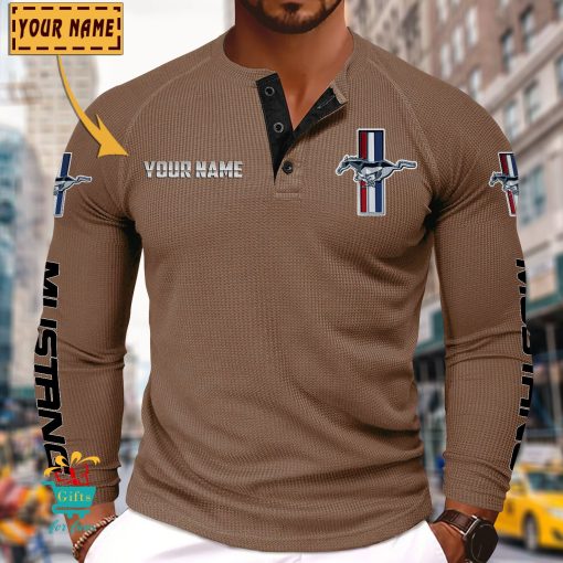 Ford Mustang Custom Name New Edition Henley Long Sleeve Shirt