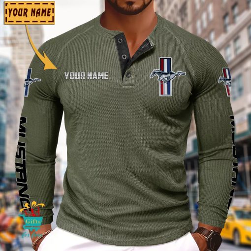Ford Mustang Custom Name New Edition Henley Long Sleeve Shirt