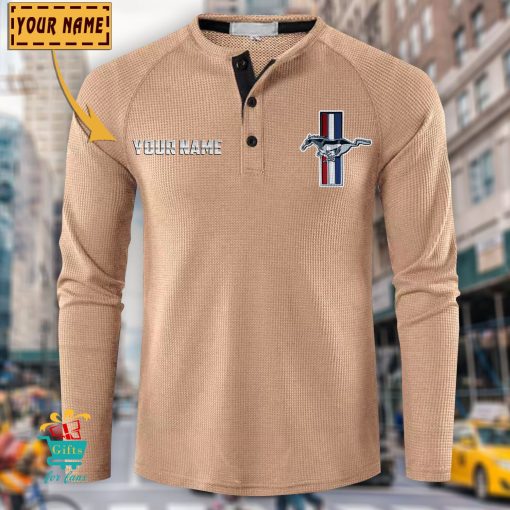 Ford Mustang Custom Name New Edition Henley Long Sleeve Shirt
