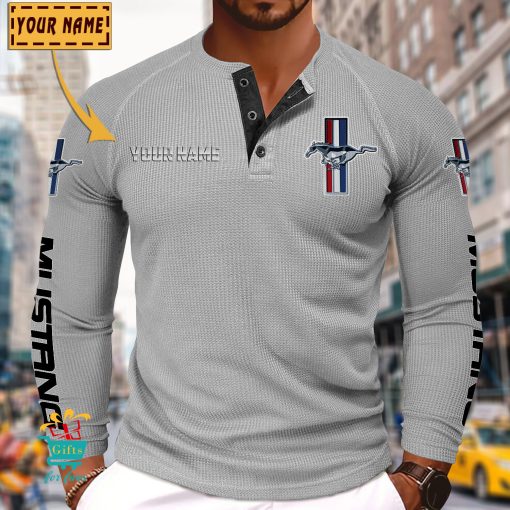 Ford Mustang Custom Name New Edition Henley Long Sleeve Shirt