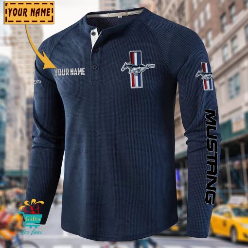 Ford Mustang Custom Name New Edition Henley Long Sleeve Shirt