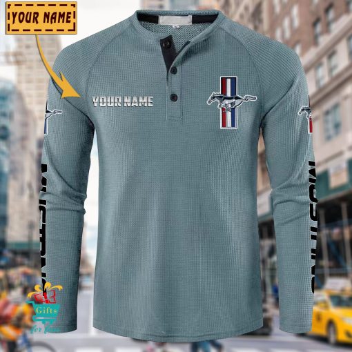 Ford Mustang Custom Name New Edition Henley Long Sleeve Shirt