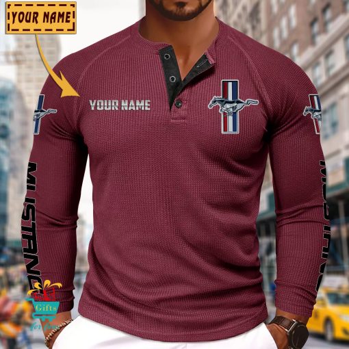 Ford Mustang Custom Name New Edition Henley Long Sleeve Shirt