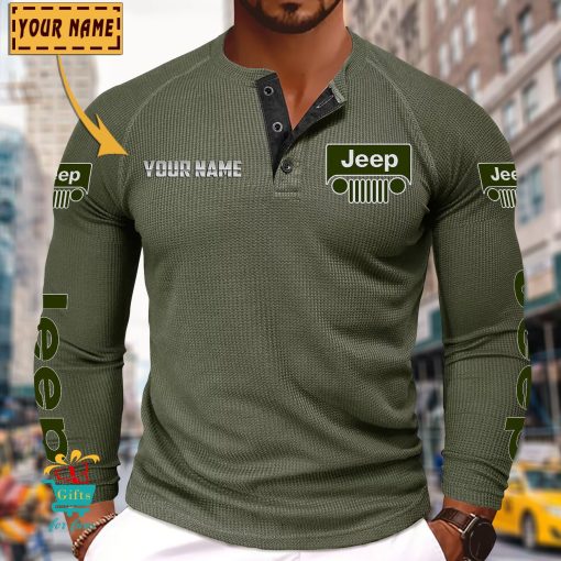 Jeep Custom Name New Edition Henley Long Sleeve Shirt