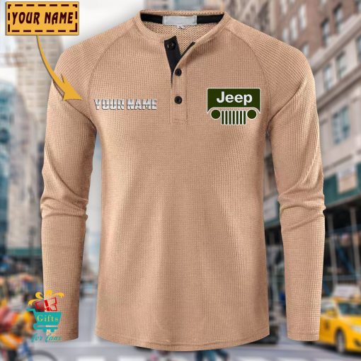 Jeep Custom Name New Edition Henley Long Sleeve Shirt