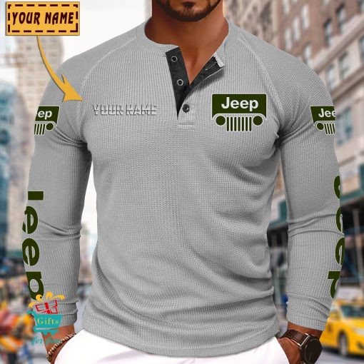 Jeep Custom Name New Edition Henley Long Sleeve Shirt