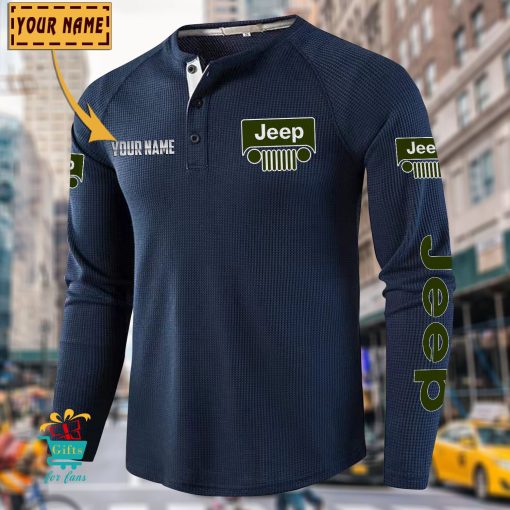 Jeep Custom Name New Edition Henley Long Sleeve Shirt