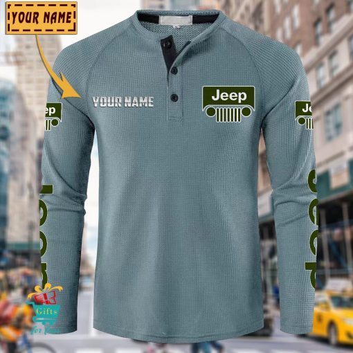Jeep Custom Name New Edition Henley Long Sleeve Shirt