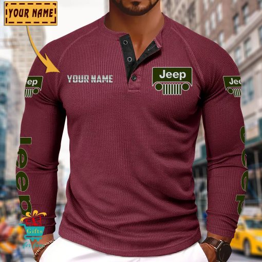 Jeep Custom Name New Edition Henley Long Sleeve Shirt