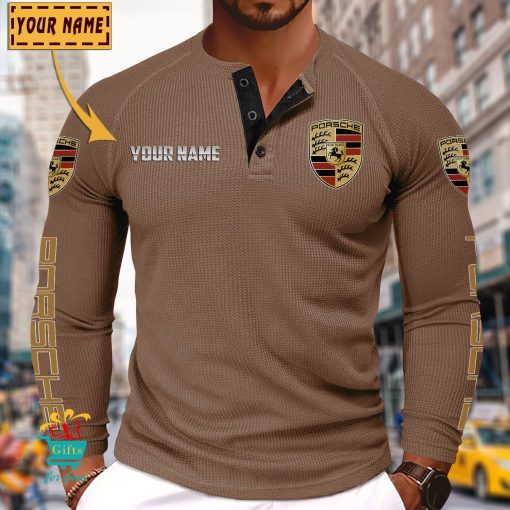 Porsche Custom Name New Edition Henley Long Sleeve Shirt