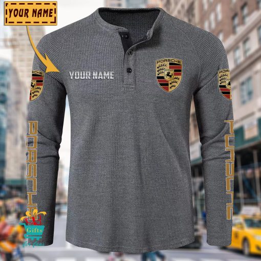 Porsche Custom Name New Edition Henley Long Sleeve Shirt